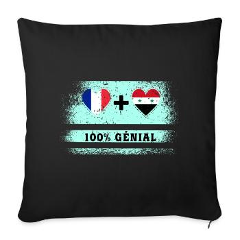 Drapeau France et Syrie 100% génial - Housse de coussin décorative 45 x 45 cm - noir - Devant