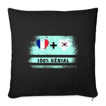 Drapeau France et Corée du Sud 100% génial - Housse de coussin décorative 45 x 45 cm - noir - Devant