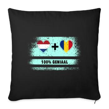 Roumanie et Pays-Bas Drapeau 100% Genius - Housse de coussin décorative 45 x 45 cm - noir - Devant
