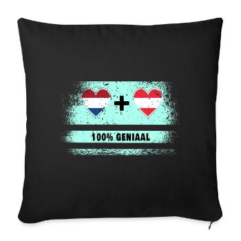Autriche et Pays-Bas 100% Genius flag - Housse de coussin décorative 45 x 45 cm - noir - Devant