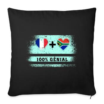 France et Afrique du Sud 100% génial - Housse de coussin décorative 45 x 45 cm - noir - Devant