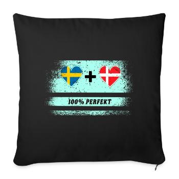 Danemark et Suède 100% Parfait / Cadeau - Housse de coussin décorative 45 x 45 cm - noir - Devant