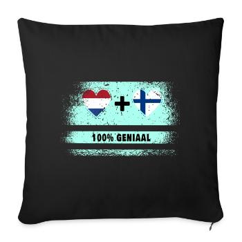Finland and the Netherlands 100% Genius flag - Sofa pillowcase 17,3'' x 17,3'' (45 x 45 cm) - black - Front