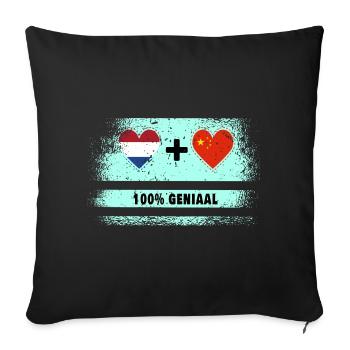 China and the Netherlands 100% Genius flag - Sofa pillowcase 17,3'' x 17,3'' (45 x 45 cm) - black - Front