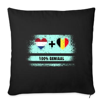 Belgium and the Netherlands 100% Genius flag - Sofa pillowcase 17,3'' x 17,3'' (45 x 45 cm) - black - Front