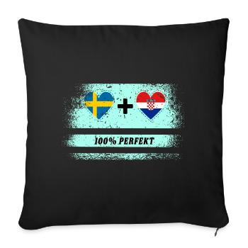 Croatie et Suède 100% parfait / cadeau - Housse de coussin décorative 45 x 45 cm - noir - Devant