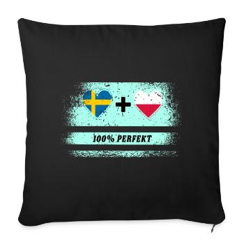 Pologne et Suède 100% parfait / cadeau - Housse de coussin décorative 45 x 45 cm - noir - Devant