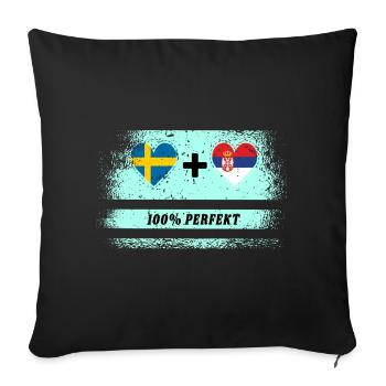 Serbie et Suède 100% Parfait / Cadeau - Housse de coussin décorative 45 x 45 cm - noir - Devant