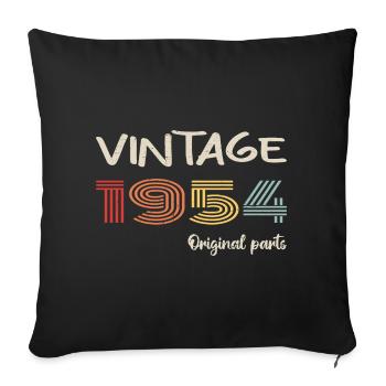 Original 1954 Vintage | Geburtstagsgeschenk 1954 - Sofakissenbezug 45 x 45 cm - Schwarz - Vorne