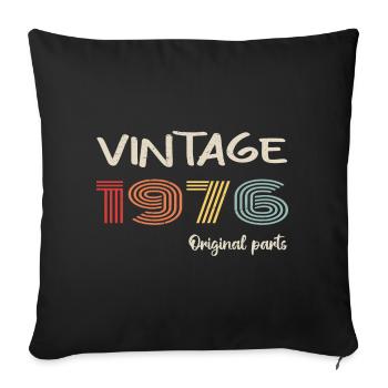 Original 1976 Vintage | Geburtstagsgeschenk 1976 - Sofakissenbezug 45 x 45 cm - Schwarz - Vorne