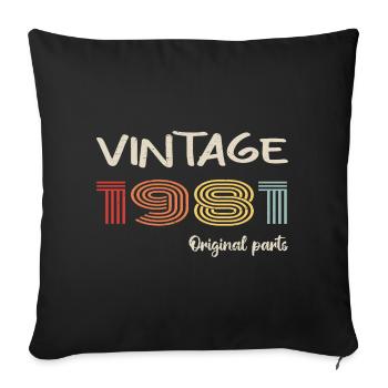 Original 1981 Vintage | Geburtstagsgeschenk 1981 - Sofakissenbezug 45 x 45 cm - Schwarz - Vorne