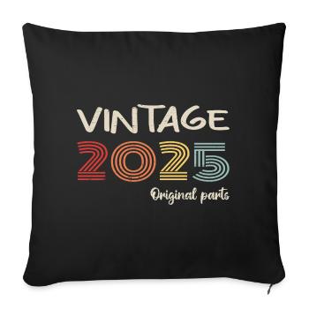 Millésime original 2025 | Cadeau d’anniversaire 2025 - Housse de coussin décorative 45 x 45 cm - noir - Devant