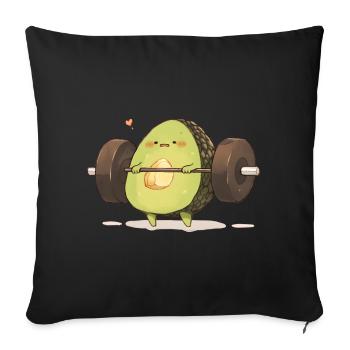 Humorvoller Avocado Muskeltraining - Sofakissenbezug 45 x 45 cm - Schwarz - Vorne