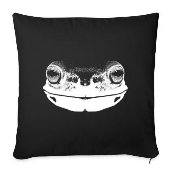 Frog / Face / Head / Portrait / White - Sofa pillowcase 17,3'' x 17,3'' (45 x 45 cm) - black - Front