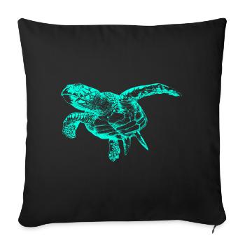 Sea Turtle (Neon) - Sofa pillowcase 17,3'' x 17,3'' (45 x 45 cm) - black - Front
