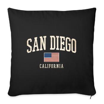 San Diego Vintage USA Flaggen Design - Sofakissenbezug 45 x 45 cm - Schwarz - Vorne