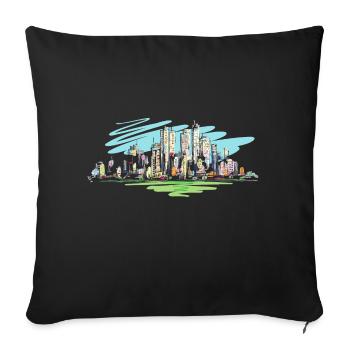 Ligne d’horizon de la ville colorée - Housse de coussin décorative 45 x 45 cm - noir - Devant