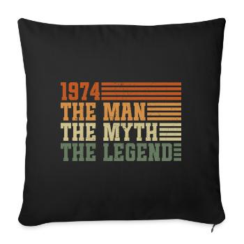 1974 Vintage Man Myth Legend Birthday - Sofa pillowcase 17,3'' x 17,3'' (45 x 45 cm) - black - Front