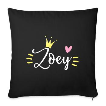 Couronne de nom Zoey - Housse de coussin décorative 45 x 45 cm - noir - Devant