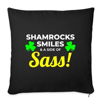 Trèfles, sourires et impertinence : drôle d’irlandaise - Housse de coussin décorative 45 x 45 cm - noir - Devant