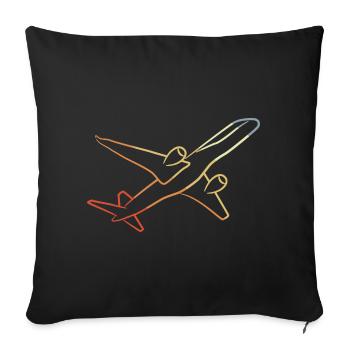 Retro Airplane - Sofa pillowcase 17,3'' x 17,3'' (45 x 45 cm) - black - Front
