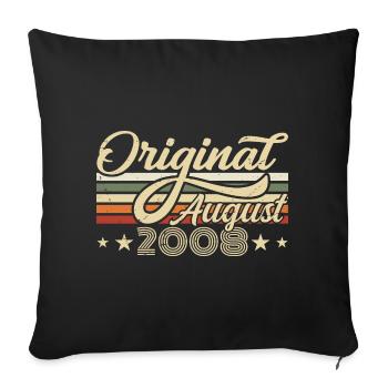 Août 2008 Anniversaire Août 2008 - Original 2008 - Housse de coussin décorative 45 x 45 cm - noir - Devant