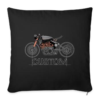 custom motorcycle workshop syymbol drawing icon - Sofa pillowcase 17,3'' x 17,3'' (45 x 45 cm) - black - Front