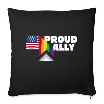 Proud Ally and Proud Patriot USA Flag LGBT Gay - Sofa pillowcase 17,3'' x 17,3'' (45 x 45 cm) - black - Front