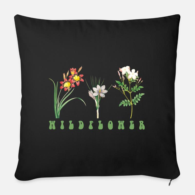 Blume - Sofakissenbezug 45 x 45 cm - Schwarz