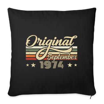 1974 Septembre Naissance Anniversaire Année de naissance 1974 - Housse de coussin décorative 45 x 45 cm - noir - Devant