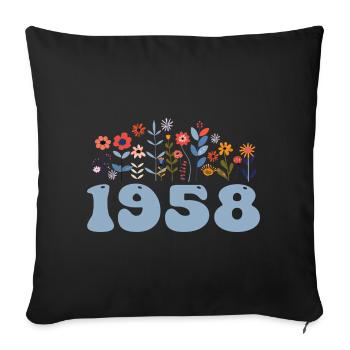1958 Floral Pattern 1958 Floral Theme Flowers 1958 - Sofa pillowcase 17,3'' x 17,3'' (45 x 45 cm) - black - Front