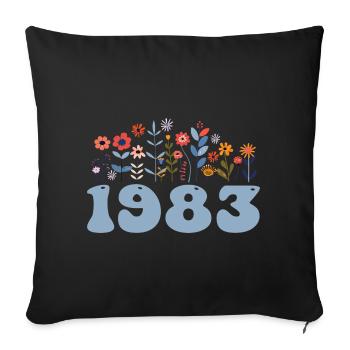 1983 Floral Pattern 1983 Floral Theme Flowers 1983 - Sofa pillowcase 17,3'' x 17,3'' (45 x 45 cm) - black - Front