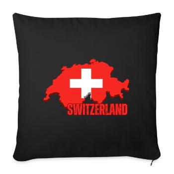 Fierté suisse, drapeau de la Suisse - Housse de coussin décorative 45 x 45 cm - noir - Devant