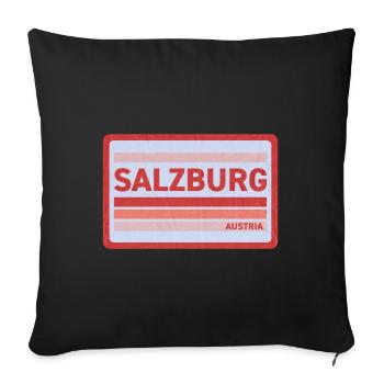 Imprimé de style rétro de Salzbourg - Housse de coussin décorative 45 x 45 cm - noir - Devant