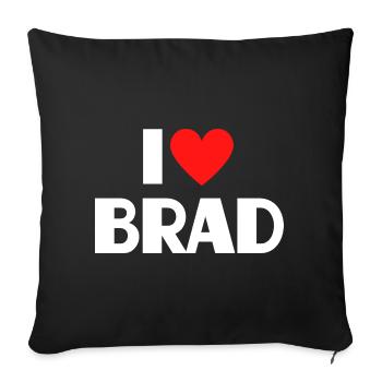 J'aime Brad Red Heart, fan du nom romantique - Housse de coussin décorative 45 x 45 cm - noir - Devant