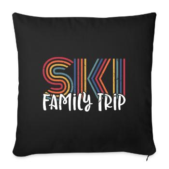 Voyage de ski en familleDesign de rayures arc-en-ciel vibrantes - Housse de coussin décorative 45 x 45 cm - noir - Devant