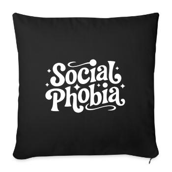 Phobie sociale solitaire - Drôle de dicton - Housse de coussin décorative 45 x 45 cm - noir - Devant