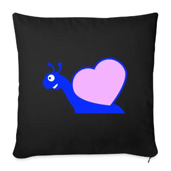 Escargot Coeur Escargot Coquille Mignon Amour Romantique - Housse de coussin décorative 45 x 45 cm - noir - Devant