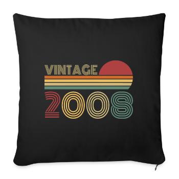 Vintage 2008 Vintage Rétro Cadeau d’anniversaire - Housse de coussin décorative 45 x 45 cm - noir - Devant