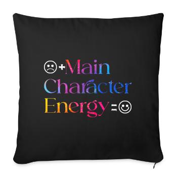 Main Character Energy smilie - Sofa pillowcase 17,3'' x 17,3'' (45 x 45 cm) - black - Front