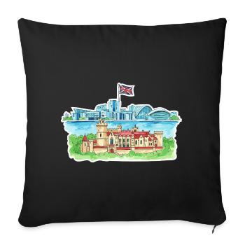 Cardiff Skyline Castle Millennium Centre Wales Art - Sofa pillowcase 17,3'' x 17,3'' (45 x 45 cm) - black - Front