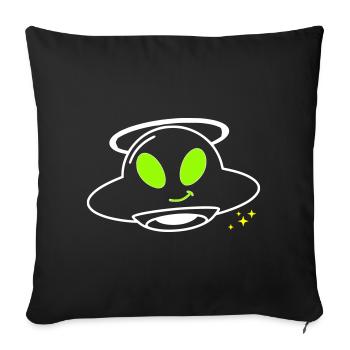 Cute Alien UFO Pilot Kawaii Vector - Sofa pillowcase 17,3'' x 17,3'' (45 x 45 cm) - black - Front