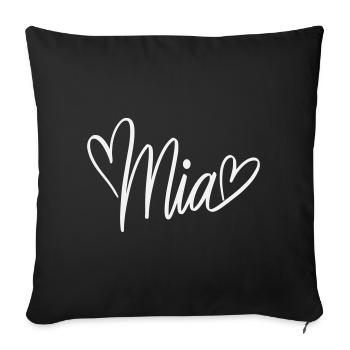Mia Conception de Noms avec Cœurs - Housse de coussin décorative 45 x 45 cm - noir - Devant