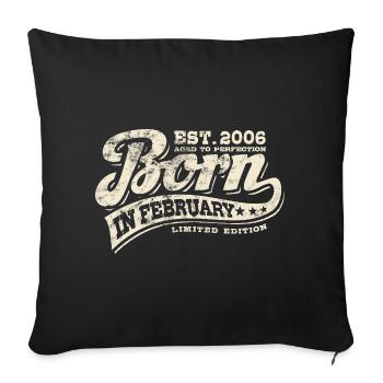 Né en février 2006 - Anniversaire - Cadeau - Housse de coussin décorative 45 x 45 cm - noir - Devant