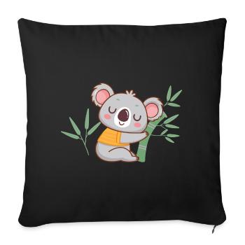 Koala zen sur bambou - Housse de coussin décorative 45 x 45 cm - noir - Devant