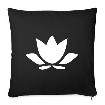 Fleur de lotus, fleur de lotus, fleur blanche, fleur de yoga - Housse de coussin décorative 45 x 45 cm - noir - Devant