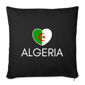 Cœur avec drapeau algérien, j’aime l’Algérie - Housse de coussin décorative 45 x 45 cm - noir - Devant