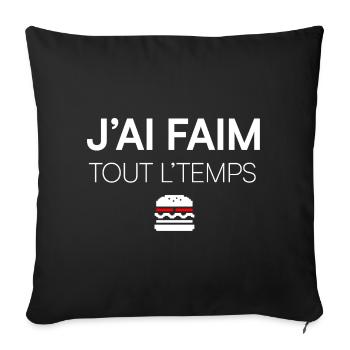I'M HUNGRY. ALL THE TIME. | Humor - Sofa pillowcase 17,3'' x 17,3'' (45 x 45 cm) - black - Front