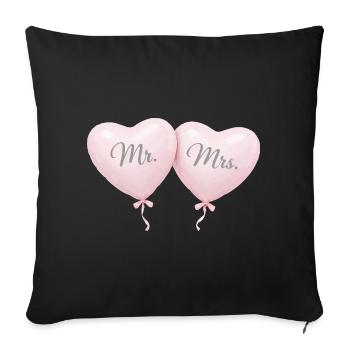 Mr Mrs Herzballon Paar Motiv - Sofakissenbezug 45 x 45 cm - Schwarz - Vorne