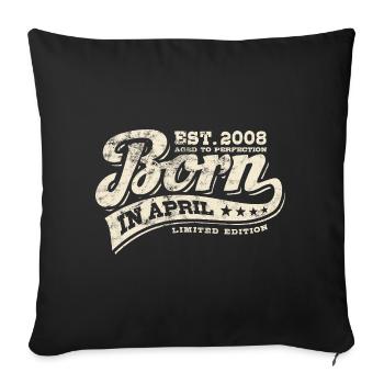 Né en avril 2008 - Anniversaire - Cadeau - Housse de coussin décorative 45 x 45 cm - noir - Devant